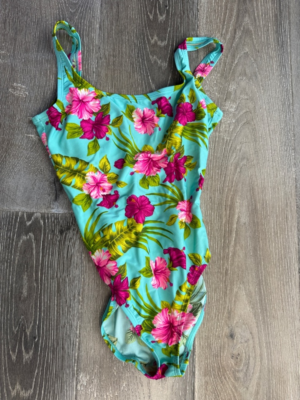 Speedo Turquoise One-Piece Swimsuit with Pink Floral Print